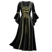 Haljine renesansna haljina za žene gotička haljina Vintage haljina Na vezanje haljina u crnoj boji-eo