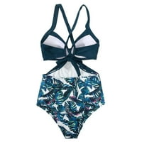 Komplet kupaćih kostima za kupanje jednodijelni monokini s omotom visokog struka Ženski kupaći kostimi plavi Bikini