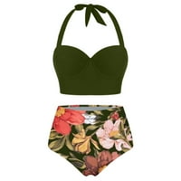 Daqian ženski kupaći kostim prikrivaju žene cvjetni print visoki struk usjev+kratke hlače dvije plivačke kostime