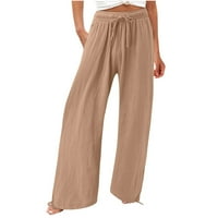 Viadha ženske ležerne boje modni džepni elastični struk ravne hlače