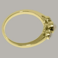 Ženski zaručnički prsten od 14k žutog zlata s kultiviranim biserima britanske proizvodnje - opcije veličine-veličina