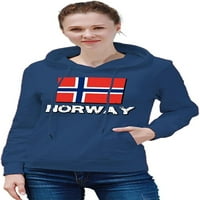 Nacionalni ponos Norveške, Norveška zastava, ženska klasična majica s kapuljačom s prednjim džepovima, vrhovi