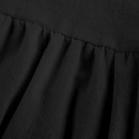 Ženske haljine okrugli dekolte čvrste a-linije modne modne rukava Ljetna haljina crna 2xl