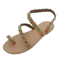 SHLDYBC papuče za žene, ženski romantični rimski stil izvrsna obojena dijamantska klizanja ravnih sandala casual