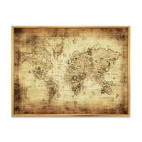 DesignArt 'Karta drevnog svijeta IV' Vintage uokvirena platna zidna umjetnička tiska