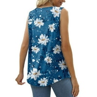 Tking modni kvadratni vrat bez rukava protočni tenkovski vrhovi casual cvjetni otisak labava košulja za žene za