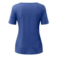Ženske vrhove bluze žene kratke rukave ležerne čvrste odmorske posade za vrat ljetne bluze plave 4xl