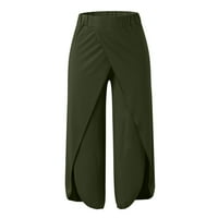 Ženske Capri hlače s elastičnim strukom u struku, sužene hlače velike veličine, ošišane hlače duge 9 inča, zelene