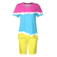 Feternal Womens Loungewear Dvije odjeće za žene Summer v Majice majice vrhova kratkih hlača Sportske trening treningssuit