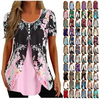 Ljetni vrhovi u obliku slova a, Majice za žene, vrhovi kratkih rukava, elegantne ljetne Ležerne bluze s izrezom