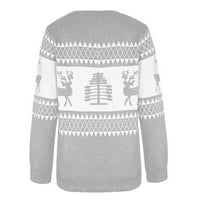 CUHAS Women Modni džemperi za žene plus božićni božićni rukav božićno drvce Pletene dukse za žene sive s