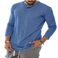 Muška majica s dugim rukavima majica s dugim rukavima Muška bluza Muška osnovna majica s izrezom Henlee Plava
