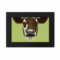 Smeđa i bijela domaća mliječna krava životinja Stolni fotookvir Ukrasna umjetnička slika