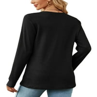 Ženska majica s Hallee dekolteom majica dugih rukava Ženska labava bluza od tunike radne majice Crna Aboulee