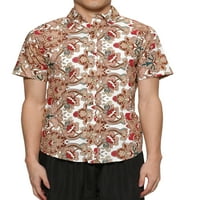Muška cvjetni print gumb kratkih rukava Havajska košulja