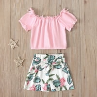 Novorođenčad za bebe djevojčice odjeća djevojke majice majice ruffle cvjetne kratke hlače odjeće retro ružičasto