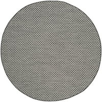 Geometrijski tepih za unutarnju i vanjsku upotrebu, 7'10 7'10 Okrugla, Crna svijetlo siva