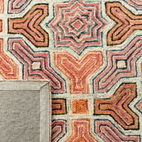 Geometrijski cvjetni tepih od vune, ružičasta i narančasta, 2 '3 8'