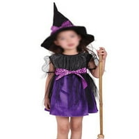 Djevojke vještice haljine postavljene s šeširom vještica odjeća za bombon od bundeve odjeća mreža za copced cospaly