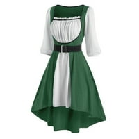 Ženske vintage haljine u boji, keltske gotičke srednjovjekovne midi haljine kratkih rukava s četvrtastim vratom,