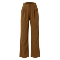 Ženske hlače Ležerne široke hlače visokog struka radne ravne hlače jednobojne hlače s džepovima Vanjska odjeća