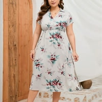 Ljetna Ženska haljina Plus size ležerna modna čipkasta haljina kratkih rukava s okruglim vratom boemska mini sundress