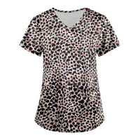 Ženski vrhovi Ženska modna radna odjeća s kratkim rukavima s džepovima s tiskanim vrhovima leopard print xxxxl