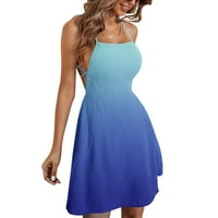 Ženske haljine proljeće Vintage v Neck Sundress Sundress Summer Modern Fit Flare tenk haljine plava X-l