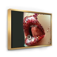 Umjetnička šminka Za usne djevojke uokvirena fotografija umjetnički ispis na platnu