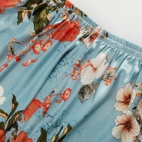 Ženska satenska pidžama cvjetna spavaćica + prsluk s tregerima + hlače pidžama odijelo