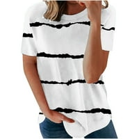 Topovi Plus Size za žene, slatke košulje u boji u boji s grafičkim printom u boji u boji, Ležerne Vintage majice