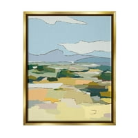 _ Ruralni pašnjaci apstraktna terenska grafika metalno zlato s plutajućim okvirom na platnu, zidni tisak, dizajn