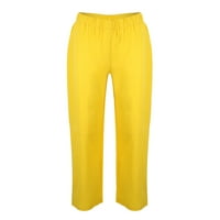 Vedolay Ravne hlače za noge za žene žene visokog struka Crossover Workout Bell Dotmon Jazz Dress hlače, Yellow