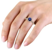 Zaručnički prsten od plavog safira i dijamanta od 1 karatnog cvijeta od 14 karatnog ružičastog zlata