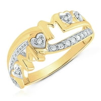 0,10 karatni prirodni dijamantni prsten od 10 karatnog žutog zlata mama je majčino srce
