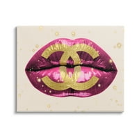 Stupell Industries podebljane ružičaste usne Stilski glam dizajnerski motiv platna zidna umjetnost, 24, dizajn