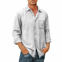 Dizajnerski proljetni ljetni muški ležerni pamučni laneni lane Čvrsta boja košulje dugih rukava labave košulje