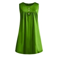 Ženska modna mini sunčana haljina s izrezom i printom u obliku slova H. ljetna haljina bez rukava u zelenoj boji