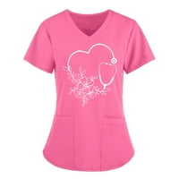 Uniforme za medicinske sestre za žene, prozračni uzorak s kratkim rukavima V-izrez plus majice majice majice s