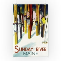 Nedjeljna rijeka, Maine, šarene skije