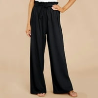 ženske hlače, modne ženske lanene hlače do gležnja, Capri hlače, skraćene sužene hlače s džepovima, crne, donje