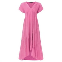 Haljine za žene, Ženska ležerna večernja klupska Maksi haljina kratkih rukava, vruće ružičasta 4 inča