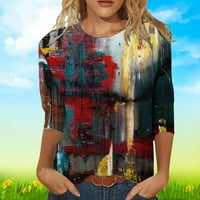 Modna žena okrugli vrat 3 4SLeeve majica jeseni tiskarski bluza vrhova dukserice s košuljom opremljenom za rastezanje
