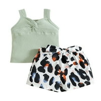 Cindysus mališani labava čvrsta boja ljetna odjeća djevojke ravna noga majica+mini hlače leopard print zabava