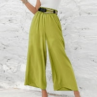 Ženske hlače Elastični zazor struka hlače za ležerne čvrste boje elastična boja visokog struka hlače hlače žene