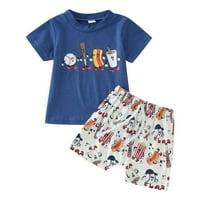 Malini dječaci djevojke Ljetna odjeća kratki rukavi crtani bejzbol print majica majice kratke hlače odjeće za
