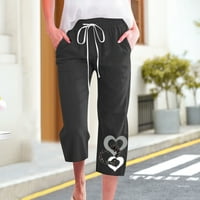 Capri hlače za Žene, Ležerne ljetne hlače od pamuka i lana širokih nogu