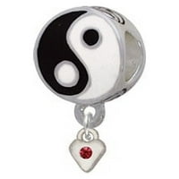 Mini Maroon rođendanski kristalno srce - Yin Yang šarm perla