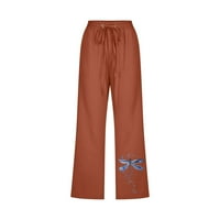 Ženske Capri Aussie, Ležerne rastezljive široke hlače s printom, ravne široke hlače s džepom, skraćene hlače