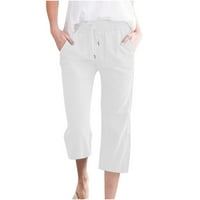 Dyegold capris za žene povremene ljetne pamučne posteljine obrezane hlače elastično struka PUTSTRING PLUS veličine